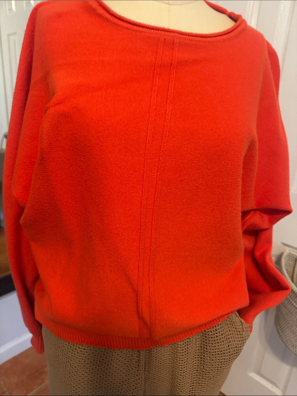 Women's Orange Boatneck Sweater